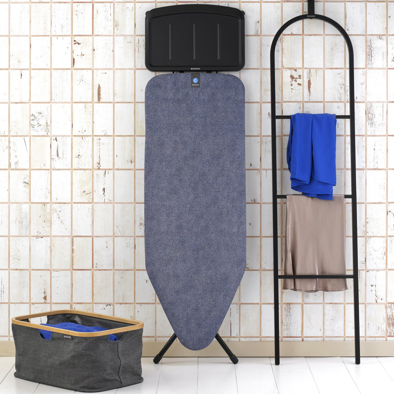 Brabantia Size C Large Ironing Board with Solid Steam Unit Holder, Denim Blue
