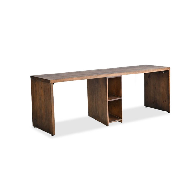 Dark-brown Rectangular Solid Wood desk, 29.53" H x 78.74" W x 23.62" D