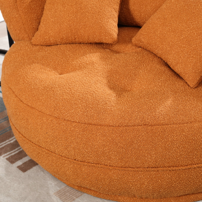 Simple, éponge en chenille, sans assemblage, fauteuil-lit pour chambre à coucher, salon, orange, housse lavable, forme compacte, 3 coussins assortis, assemblage en éponge requis, salon moderne, structure,