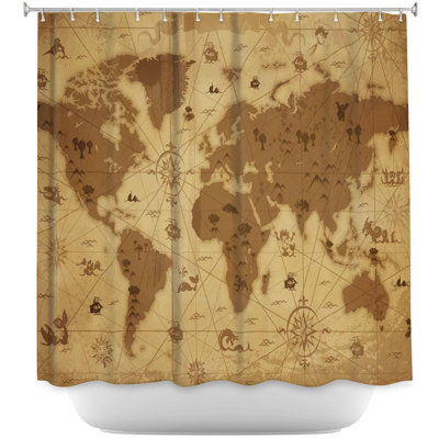 Rideau de douche simple carte du monde fantaisiste