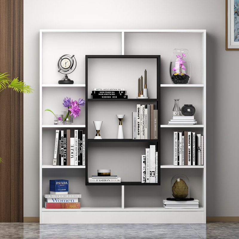 Cilegon 141.8cm H x 130cm W Bookcase, White/Black