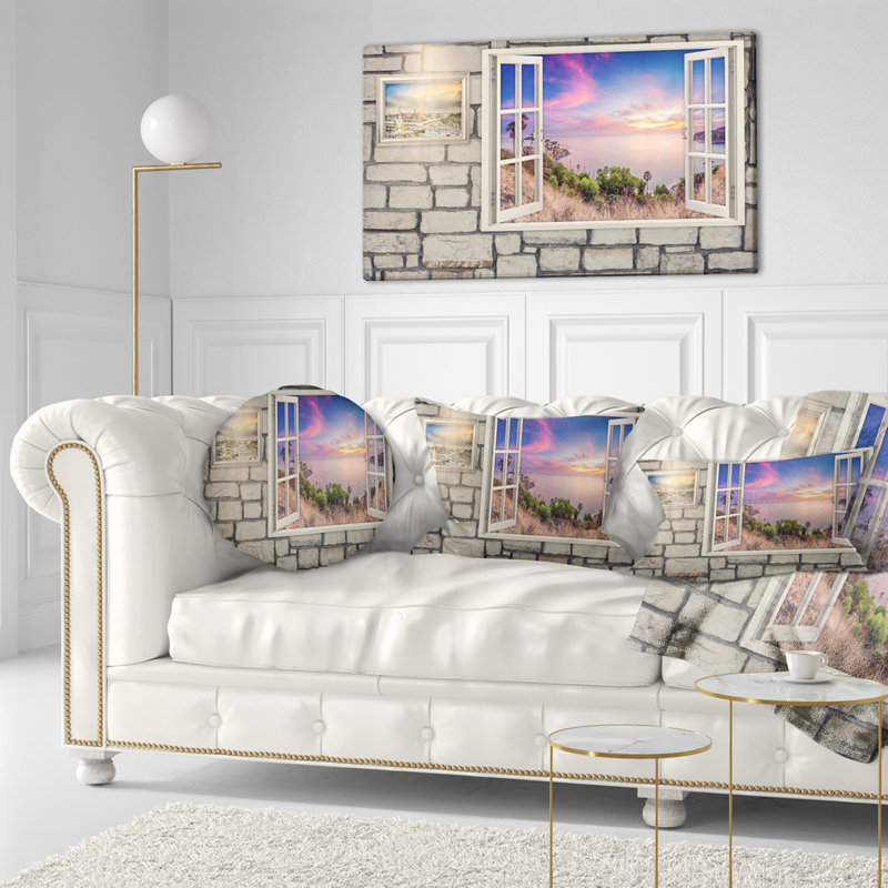 Coussin paysage avec fenêtre, Rectangle 12" x 20"