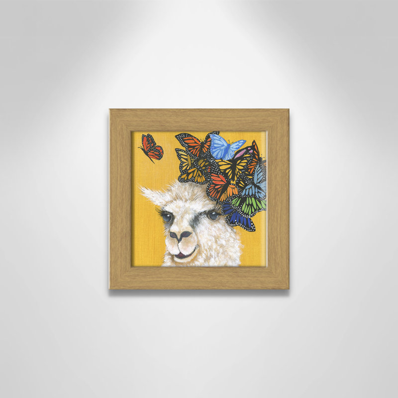 Art sur toile llama, H 10 po x l 10 po x P 0,625 po, Cadre en chêne