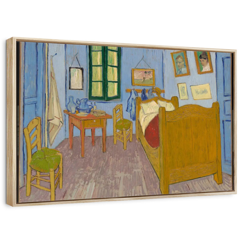 Bedroom In Arles, Floating Frame Natural Wood, 25" X 17"