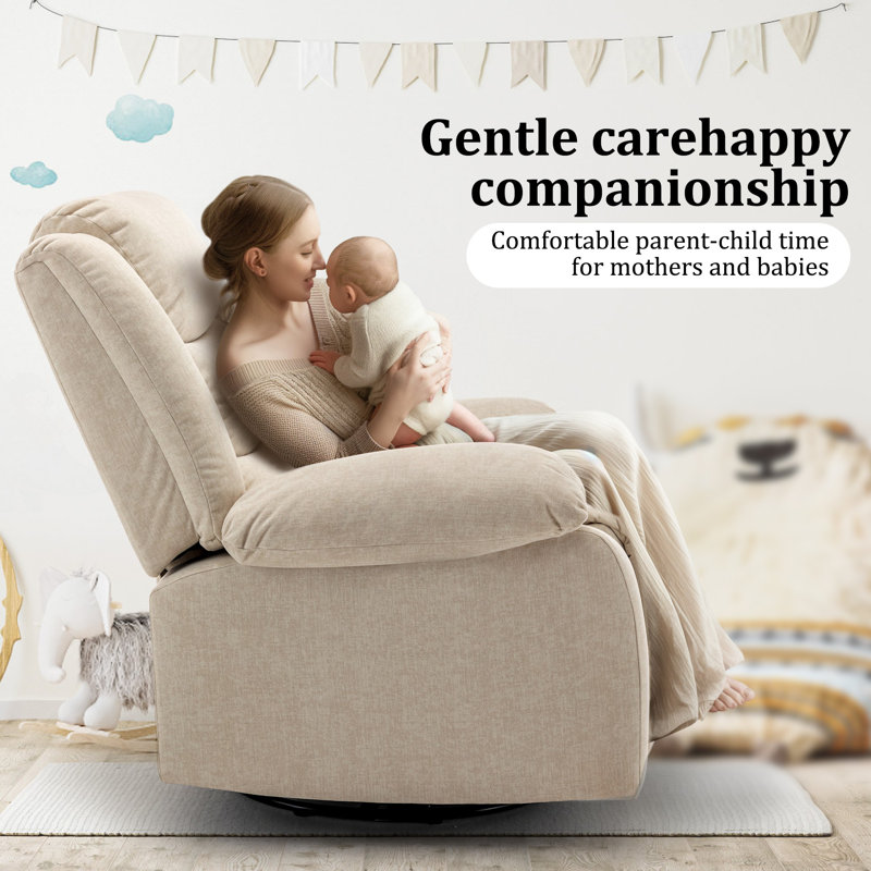 Ellisse Khaki Wool Oversized Recliner with Massage and Heat