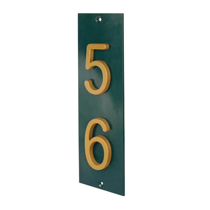 Plaque d'adresse verticale en aluminium Royal Shade, Doré, Oui, Vert