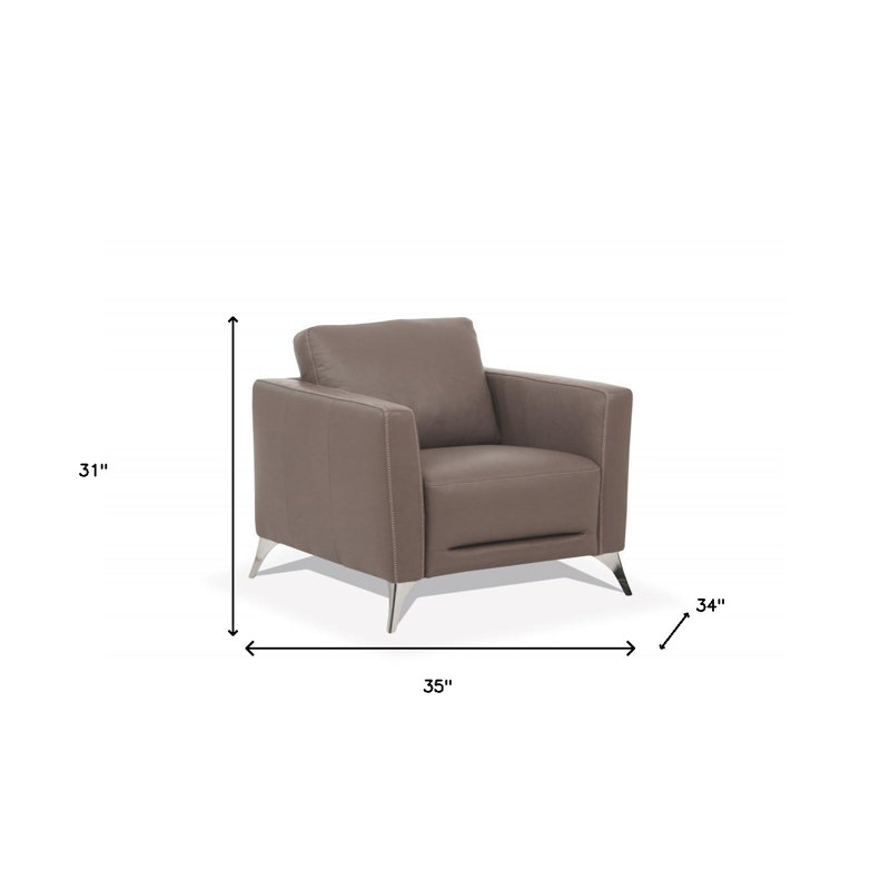 Fauteuil en cuir taupe Gracie Mills