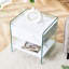 Table de chevet avec rangement de tiroir - plateau de table, côtés en verre trempé transparent, étapes d'assemblage simples, idéale pour la maison et les espaces de travail avec tiroirs avec finition de grain de table blanc, pieds, Design Living