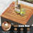 3 Pcs Outdoor Patio Rattan Bistro Furniture Set Wooden Table Top Cushioned Sofa -126543432
