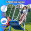 Ensemble de balançoire en métal Sportspower Super Surfer avec glissade de 6 pi, Skyflyer, planche de surf, balançoire debout et classique
