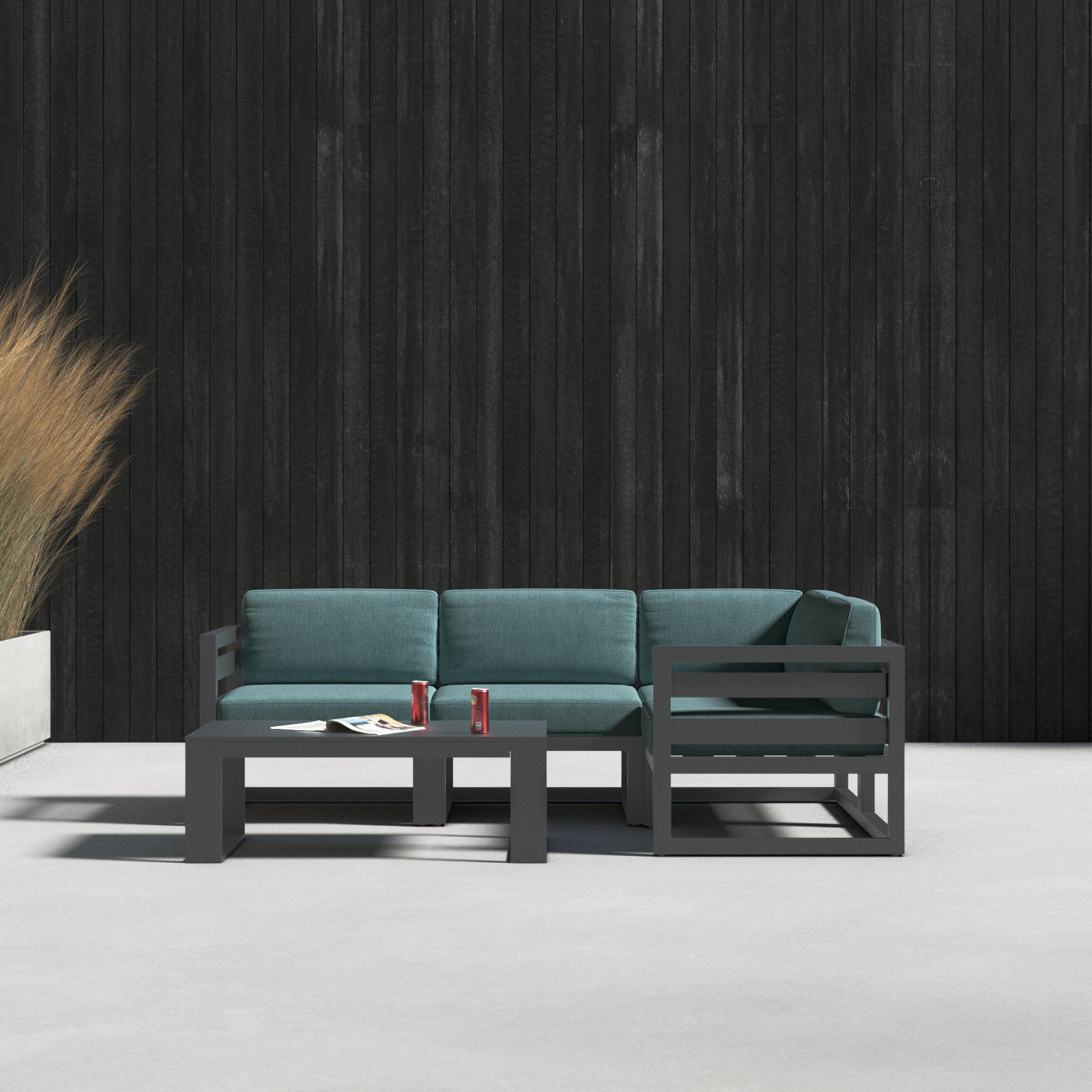 Smith 4-Person Sunbrella® Patio Seating Group, Canvas Charcoal, Slate