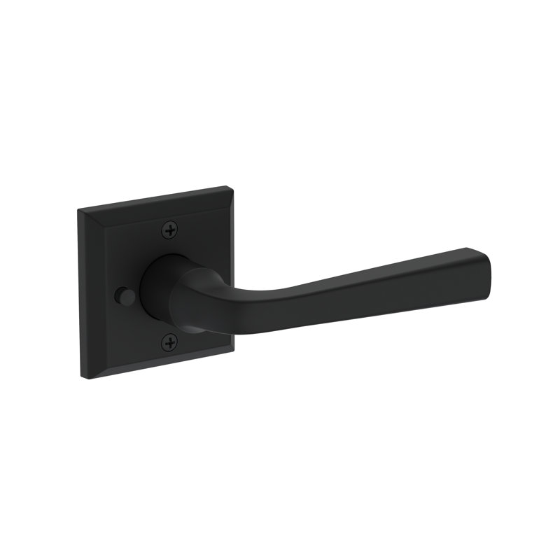 Kinsella Privacy Lever with Traditional Square Rose in Matte Black, Matte Black