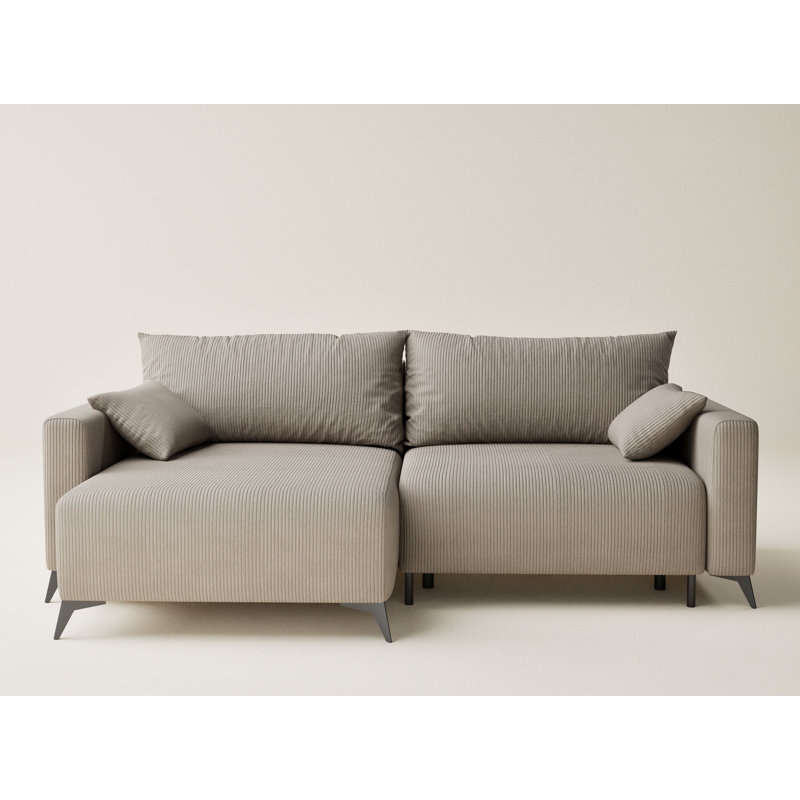 3 Seater Reclining Corner Sofa , Left Hand Facing, Velvet - Beige
