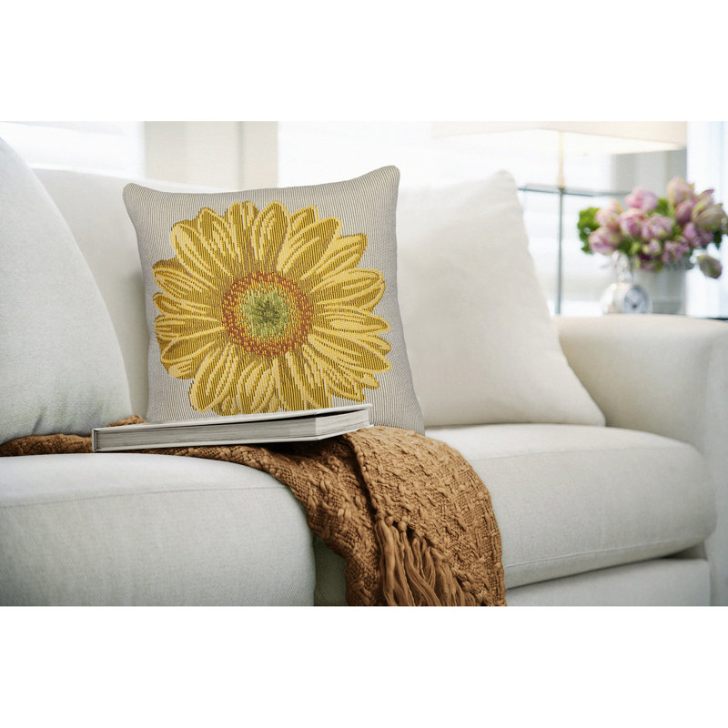 Marina Flower Indoor/Outdoor Pillow, Yellow Floral