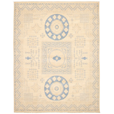 Tapis unique en laine nouée à la main de style nouvel âge de 18 pi x 10 pi 1 po et crème mamelouk 18/20