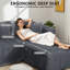Canapé modulaire 105 po Cloud avec méridienne en L, revêtement en velours côtelé, assise profonde, rembourré par compression, aucun assemblage requis, mobilier moderne pour le salon-332496931-332496929