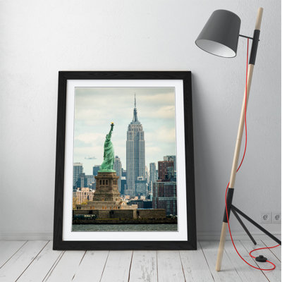 New York Empire State 1 Piece Single Picture Frame Wall Art on Canvas