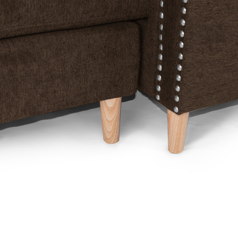 Ensemble modulaire réversible avec 2 coussins décoratifs, Velours havane