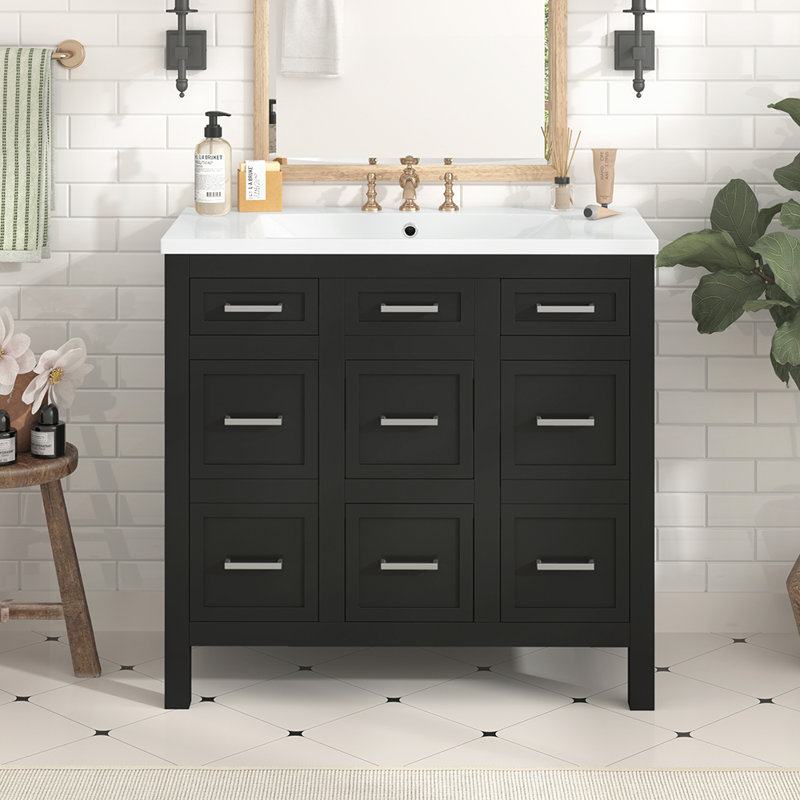 Base de meuble-lavabo simple 36 po seulement, Noir