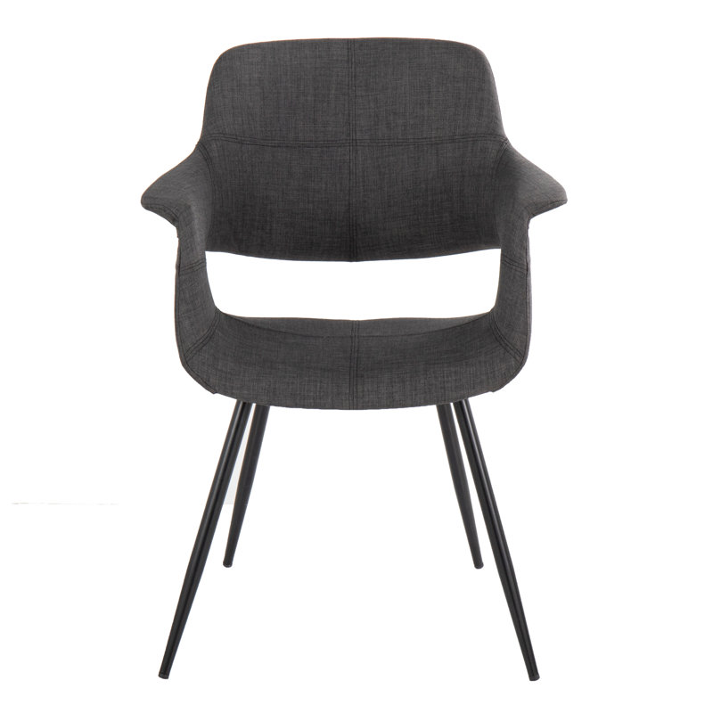 Chaise avec accoudoirs rembourrée Quirico, Noir, Gris anthracite
