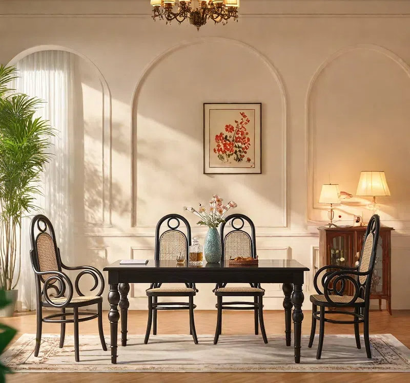 Elegant Solid Wood Ash Dining Table Sets., 29.53"H x 70.87"L x 33.46"W