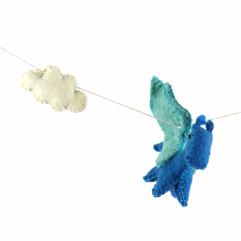 Guirlande dragon feutre Chelan, Bleu / Vert / Rouge