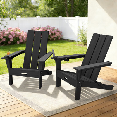 Ensemble de 2 chaises Adirondack pliables en PEHD avec support pour téléphone portable Maillet (ensemble de 2)