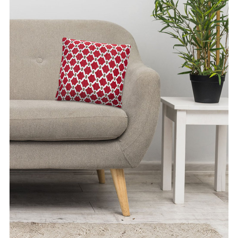Beauville Geometric Square Cushion, 45 x 45cm, Red