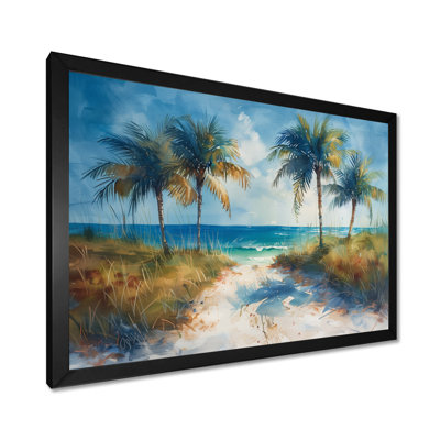 «Blue Green Palm Trees Coastal Breeze II - Palmiers et palmiers», reproduction d'art mural