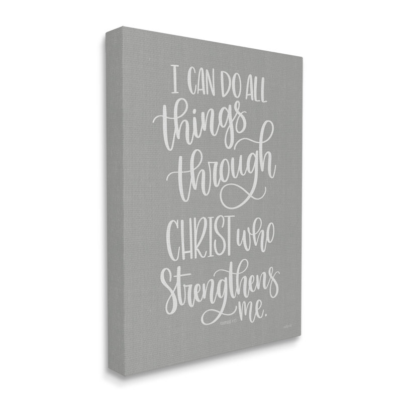 «Can Do All Things Through Christ», Toile tendue, H 20 po x l 16 po x P 1,5 po