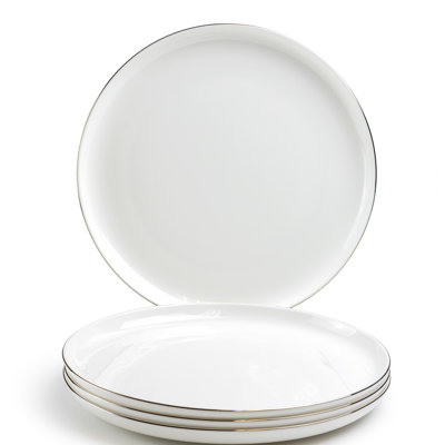Bone China platinum Trim Coupe Dinner Plates, Set of 4