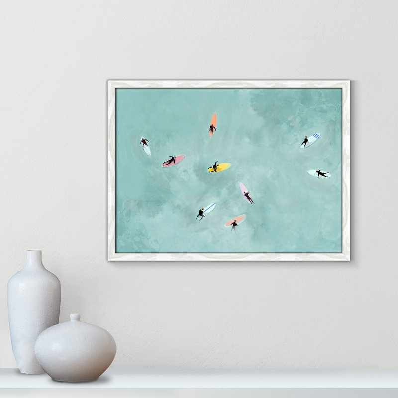 «Floating on Waves» par Lily K, L 23 po x H 17 po, Grain de bois blanc, Impression encadrée