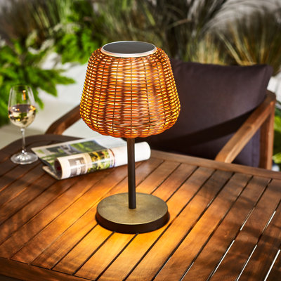 Rattan Solar Outdoor Table Light