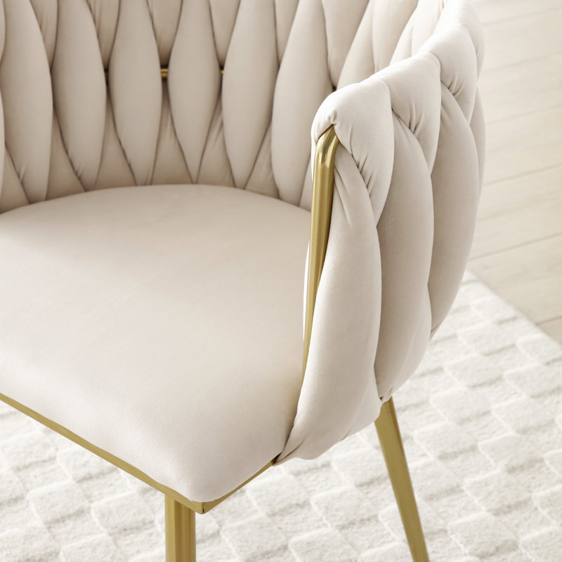 Ensemble de 2 chaises de salle à manger Modern Velvet Velours | Ensemble de 2 pièces | Chaise de salle à manger | Beige