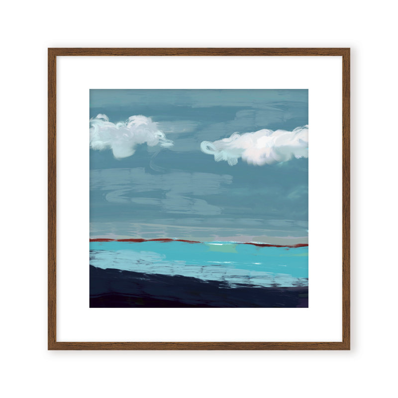 Coastal Retreat Radiant Horizons: Abstract Seascape, 36" H x 36" W x 1.125" D, Framed Matted Print, Brown