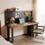 Bureau rectangulaire brun et noir en bois massif-301855118