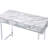 Rectangular Writing Desk With 2 Drawers, Engineered Stone Top And Chrome