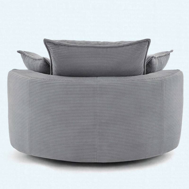 57.5" 360° Swivel Barrel Chair With Dual-Layer Cushion & 3 Removable Pillows, Gray