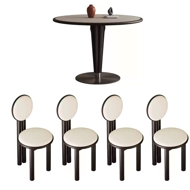Combinaison de table et de chaises minimaliste italienne, Noir, noir, noir, noir
