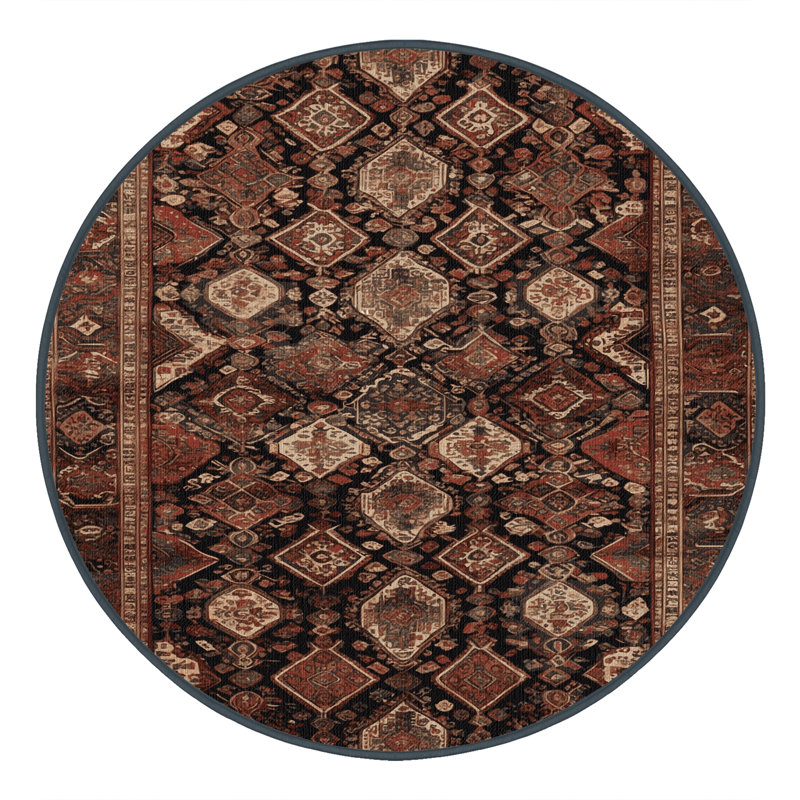 Tapis brun lavable à la machine, Rond 4 pi