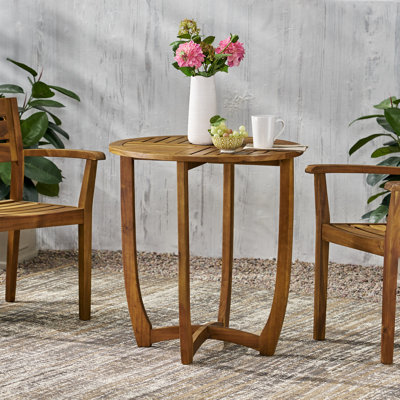Table d'appoint d'extérieur ronde en bois d'acacia