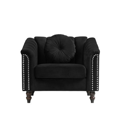 Labryant Black Microfiber Living Room Chair