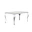 Table de salle à manger 63 "en verre avec pieds de cabriole en acier inoxydable argent poli-1111362628