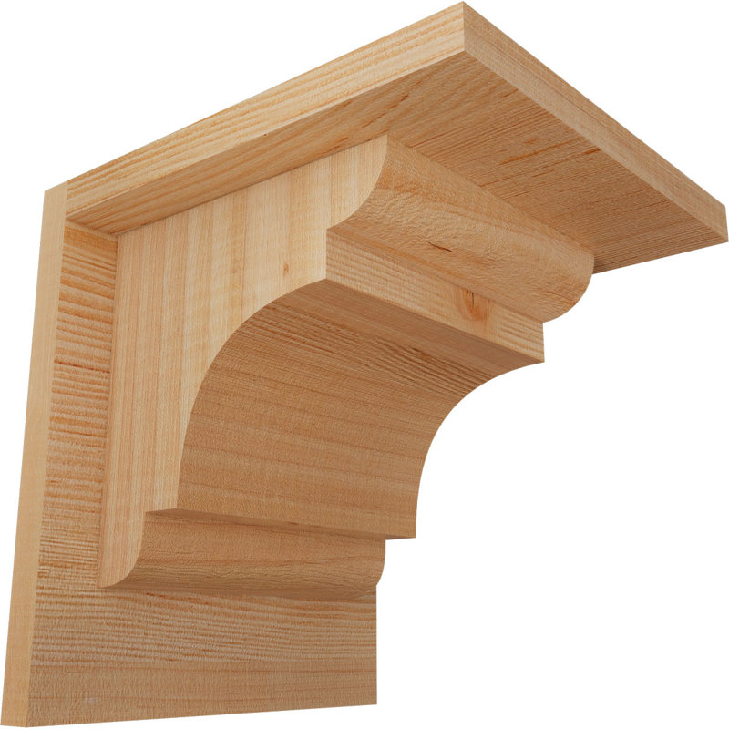 New Brighton Corbel avec plaque arrière, H 8 po x l 7,5 po x P 8 po, Sapin de Douglas, Lisse