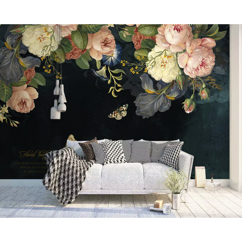 Murale pivoine Yosmely, l 114 po x L 204 po