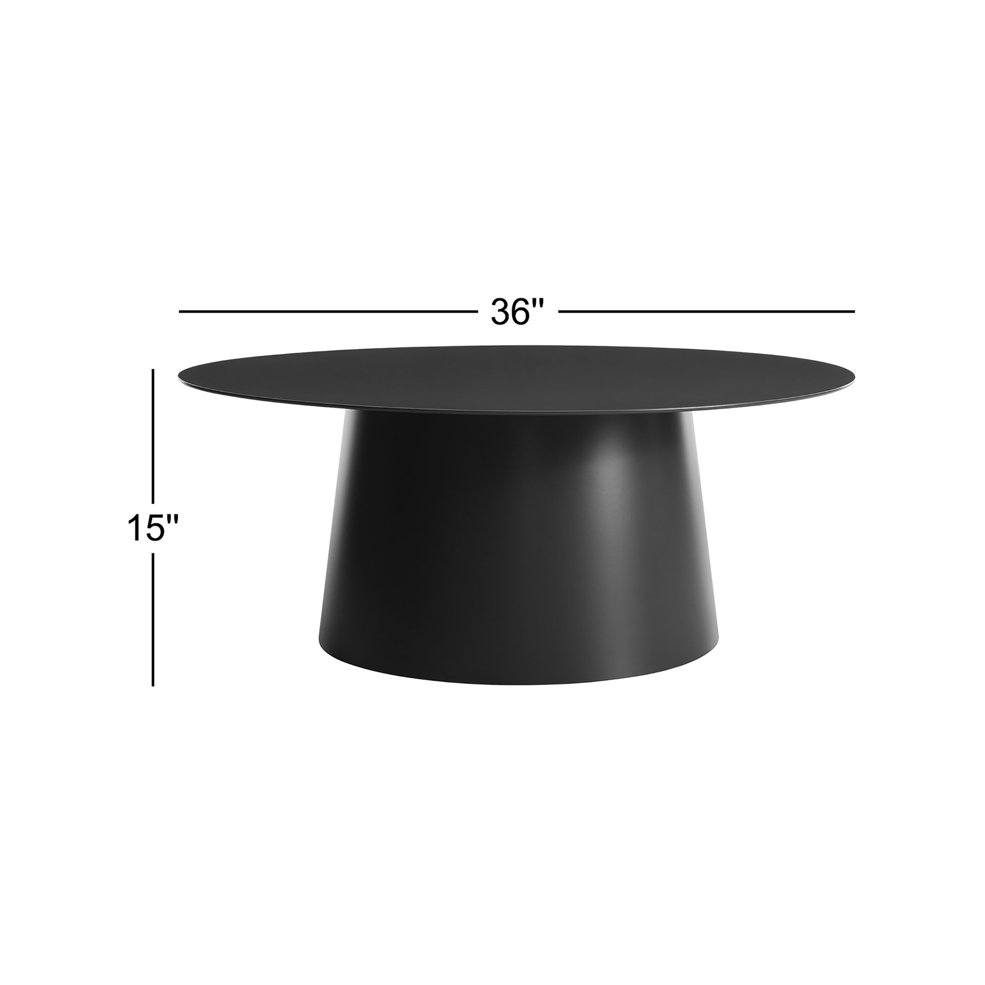 Circula Single Coffee Table, Oblivion, 15" H x 36" L x 36" W