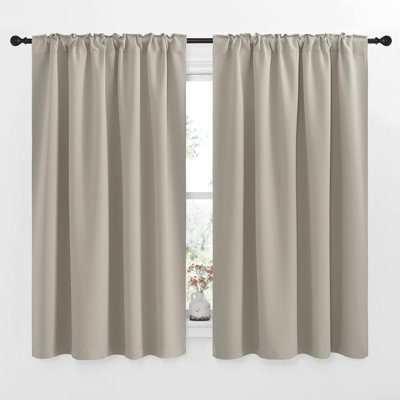 Blackout Curtain Light & Noise Reducing Room Darkening Drapes for Bedroom/Living Room/Kitchen, 2 Pieces