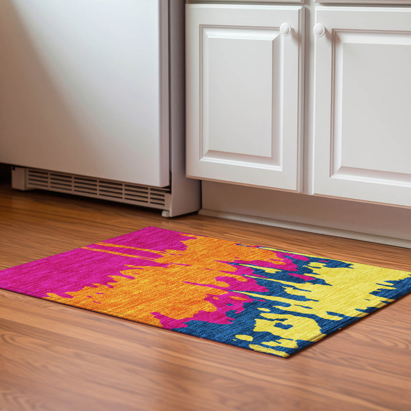 Premium Machine Washable Prisco Pink Rug, Rectangle 1'8" x 2'6"