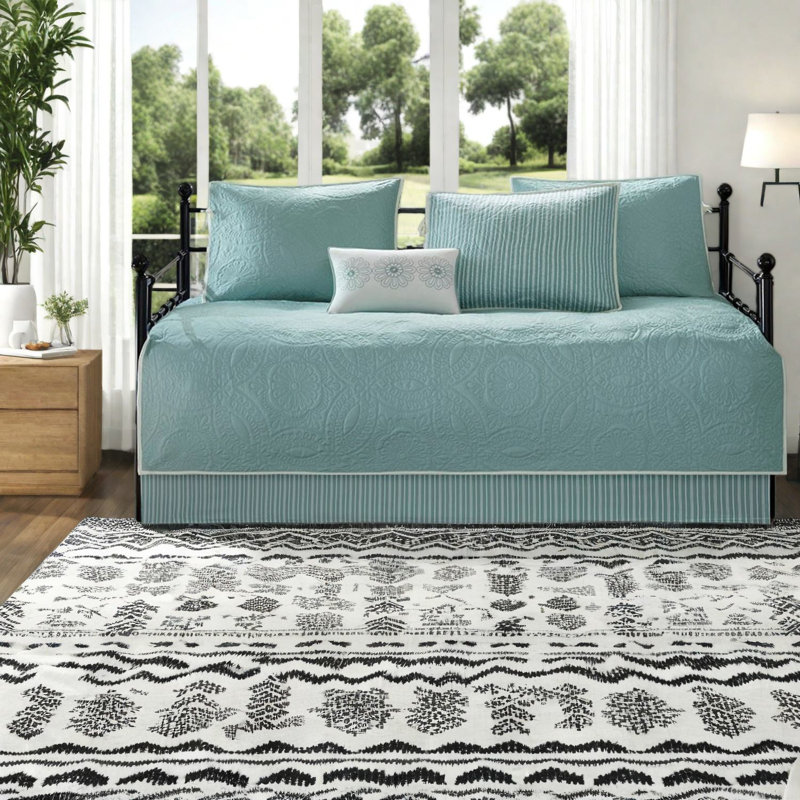 Ensemble de literie réversible en coton, conception de médaillon bleu de qualité supérieure, housse pour lit de jour simple
