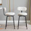 Modern Boucle Swivel Bar Stools Set of 2 - Counter Height Metal Frame with Footrest, White-1411765404